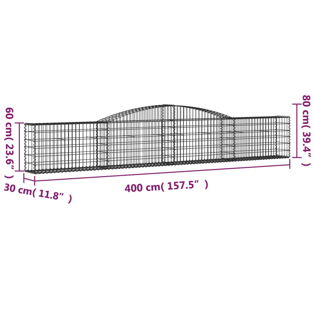 Lučne gabionske košare 3 kom 400x30x60/80 cm pocinčano željezo