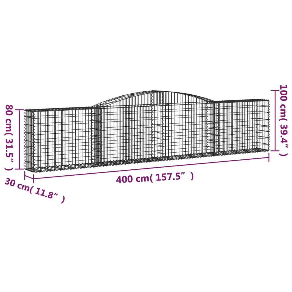 Lučne gabionske košare 4 kom 400x30x80/100 cm pocinčano željezo