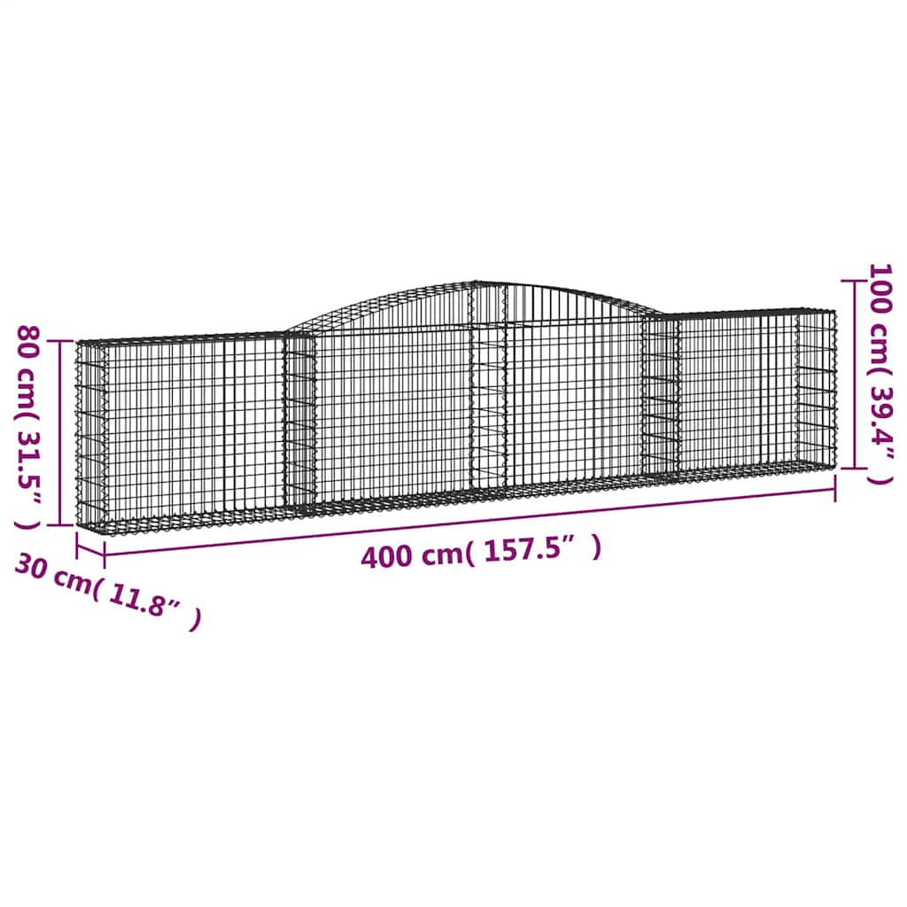 Lučne gabionske košare 6 kom 400x30x80/100 cm pocinčano željezo