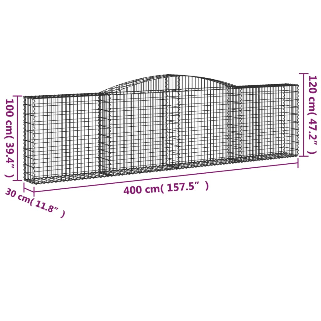 Lučne gabionske košare 2 kom 400x30x100/120cm pocinčano željezo
