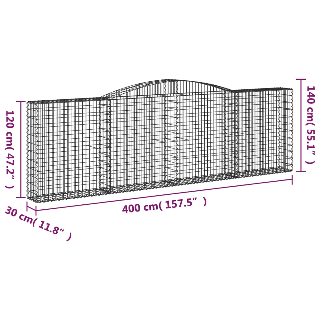 Lučne gabionske košare 7 kom 400x30x120/140cm pocinčano željezo