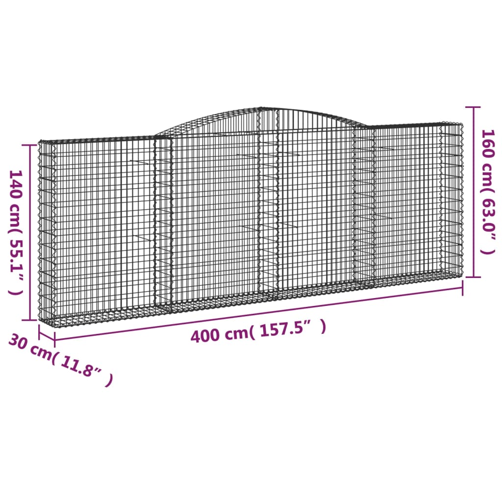 Lučne gabionske košare 3 kom 400x30x40/60 cm pocinčano željezo