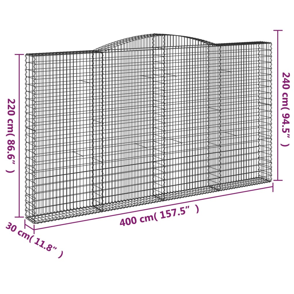 Lučne gabionske košare 4 kom 400x30x220/240cm pocinčano željezo