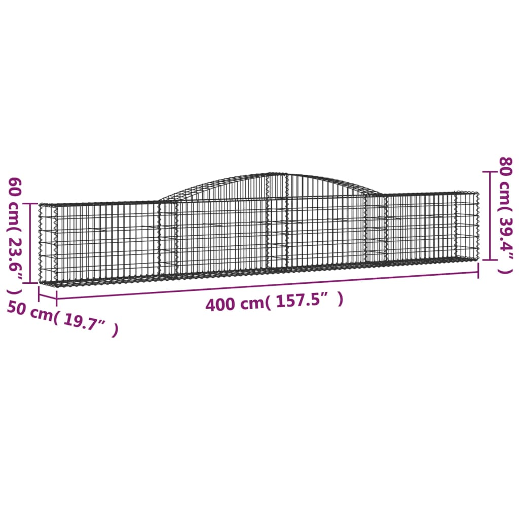 Lučne gabionske košare 2 kom 400x50x60/80 cm pocinčano željezo