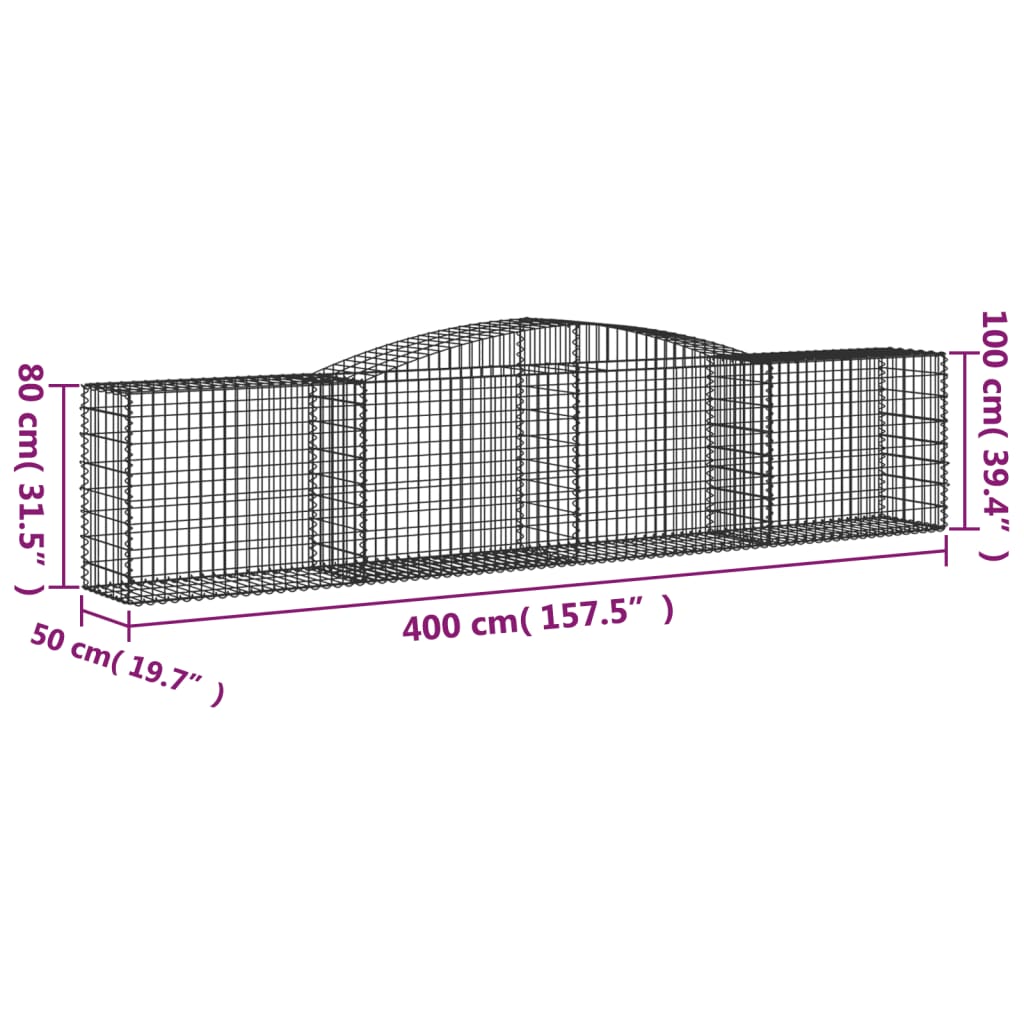 Lučne gabionske košare 2 kom 400x50x80/100 cm pocinčano željezo