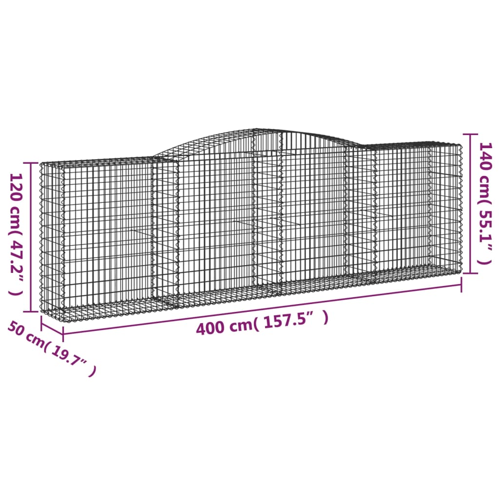 Lučne gabionske košare 2 kom 400x50x120/140cm pocinčano željezo