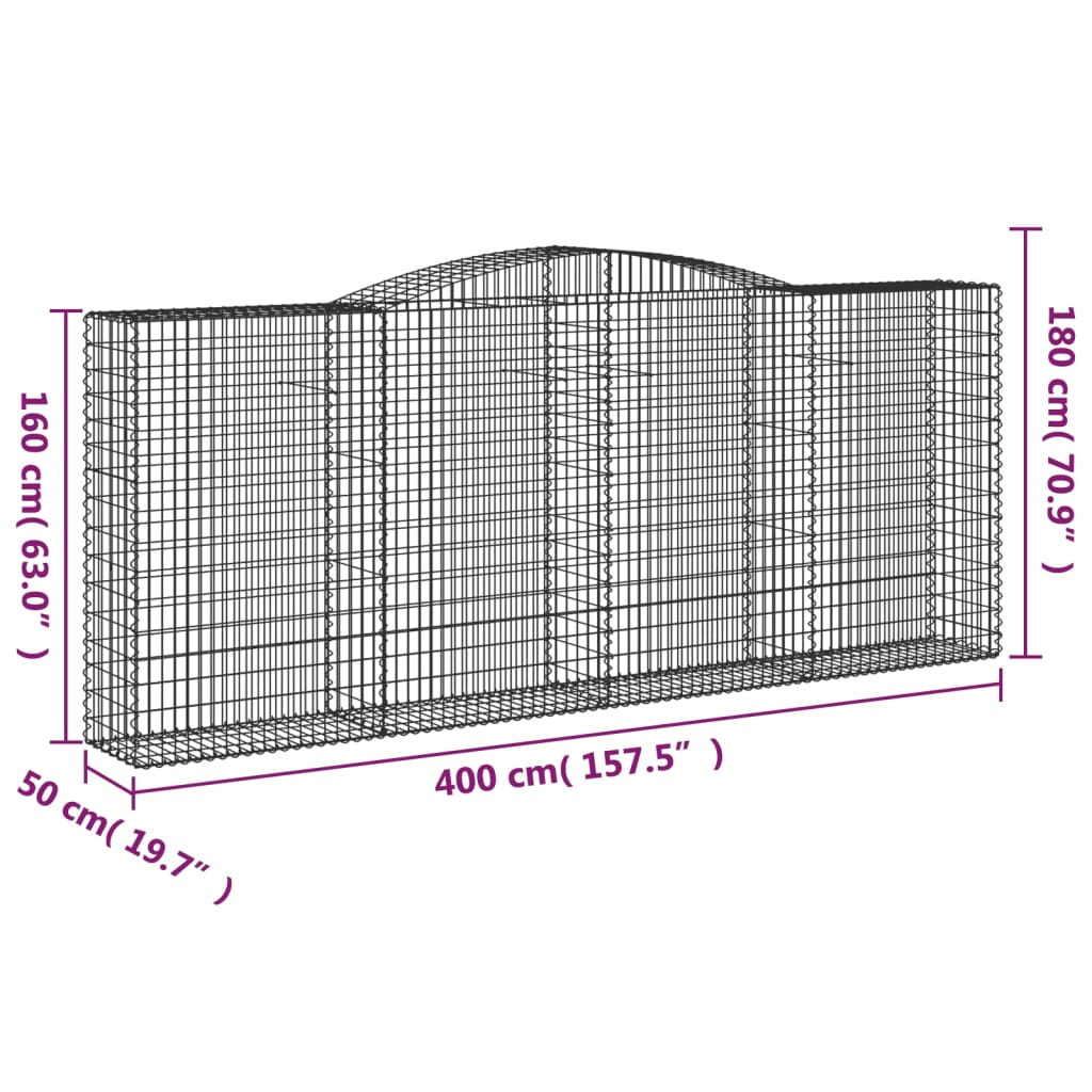 Lučne gabionske košare 8 kom 400x50x160/180cm pocinčano željezo