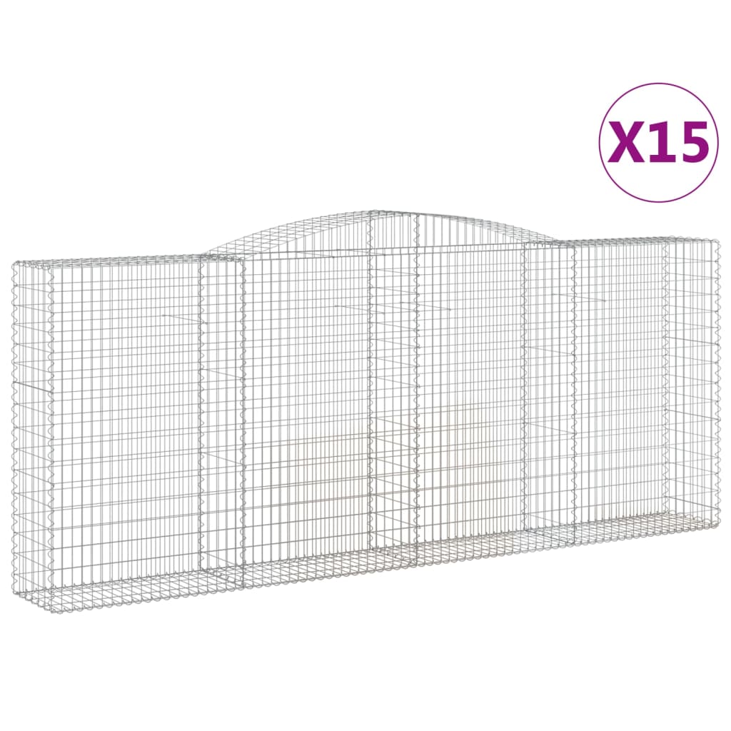 Lučne gabionske košare 15 kom 400 x 50 x 160/180 cm željezne