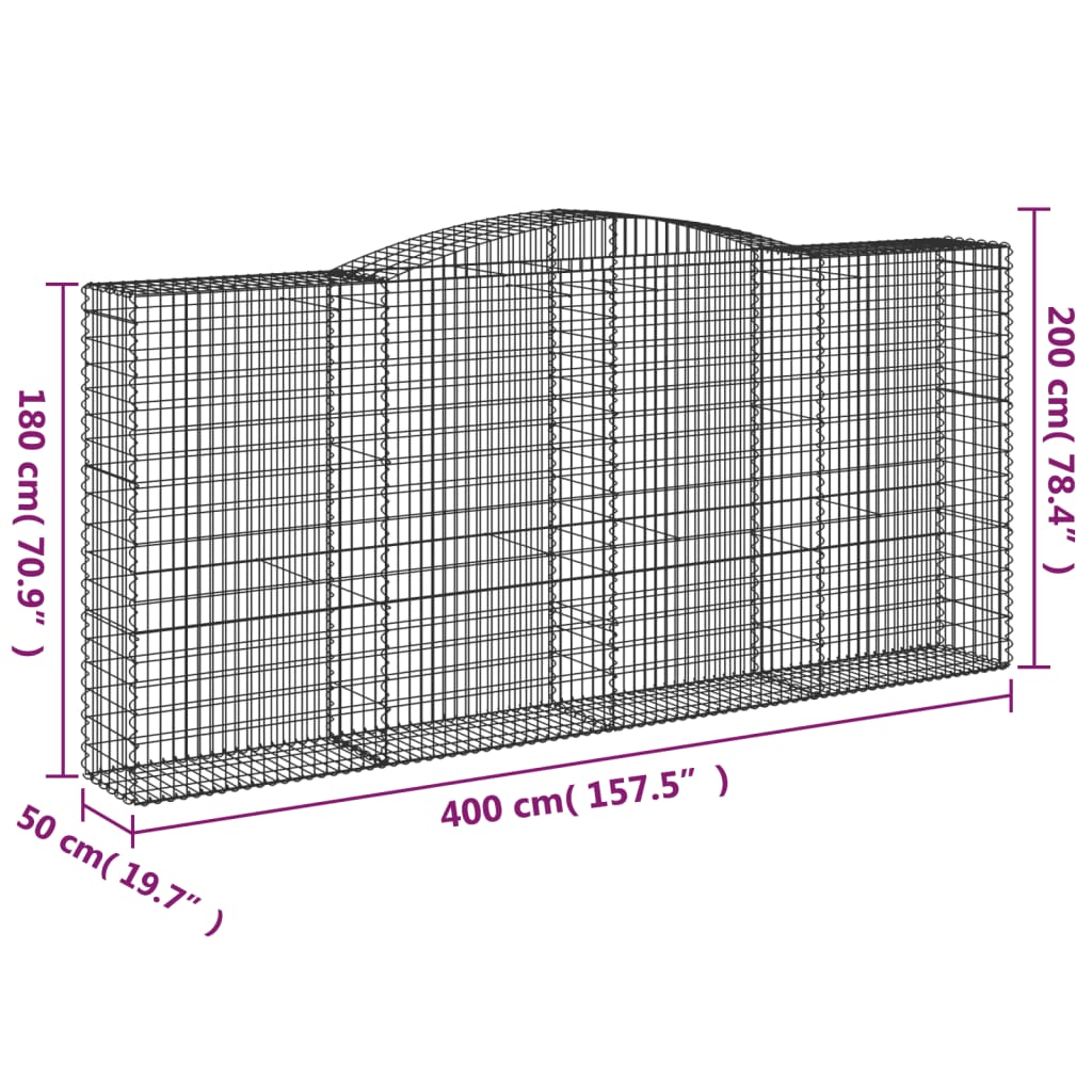 Lučne gabionske košare 4 kom 400x50x180/200cm pocinčano željezo