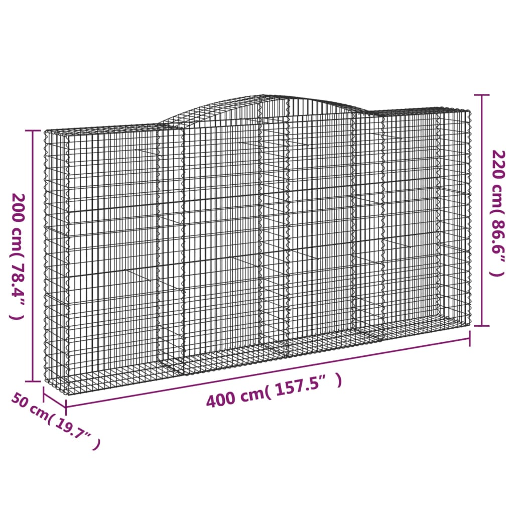 Lučne gabionske košare 7 kom 400x50x200/220cm pocinčano željezo