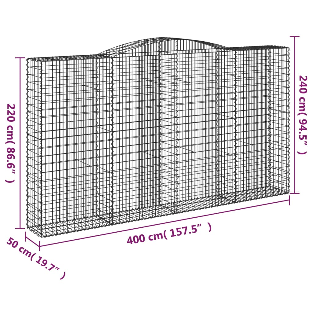 Lučne gabionske košare 10kom 400x50x220/240cm pocinčano željezo
