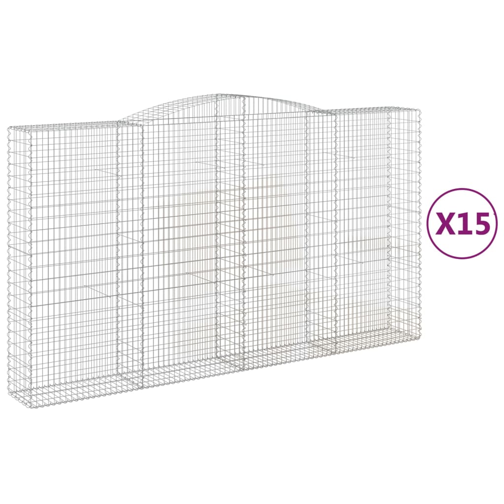 Lučne gabionske košare 15kom 400x50x220/240cm pocinčano željezo