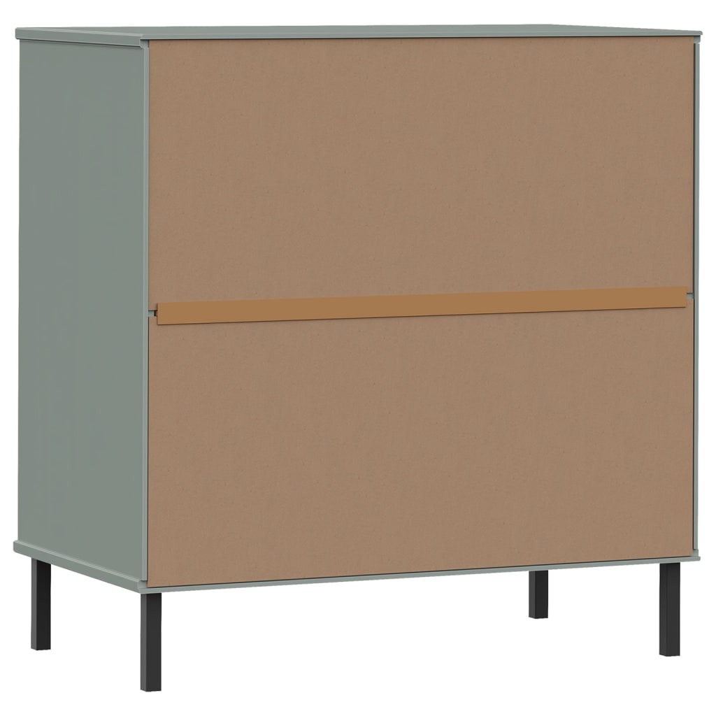 Komoda s 3 ladice siva 77 x 40 x 79,5 cm od masivnog drva OSLO