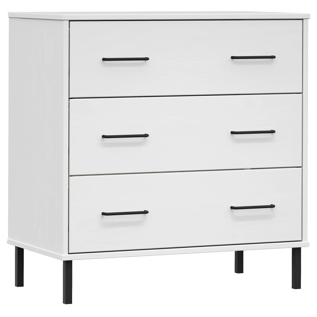 Komoda s 3 ladice bijela 77x40x79,5 cm od masivnog drva OSLO