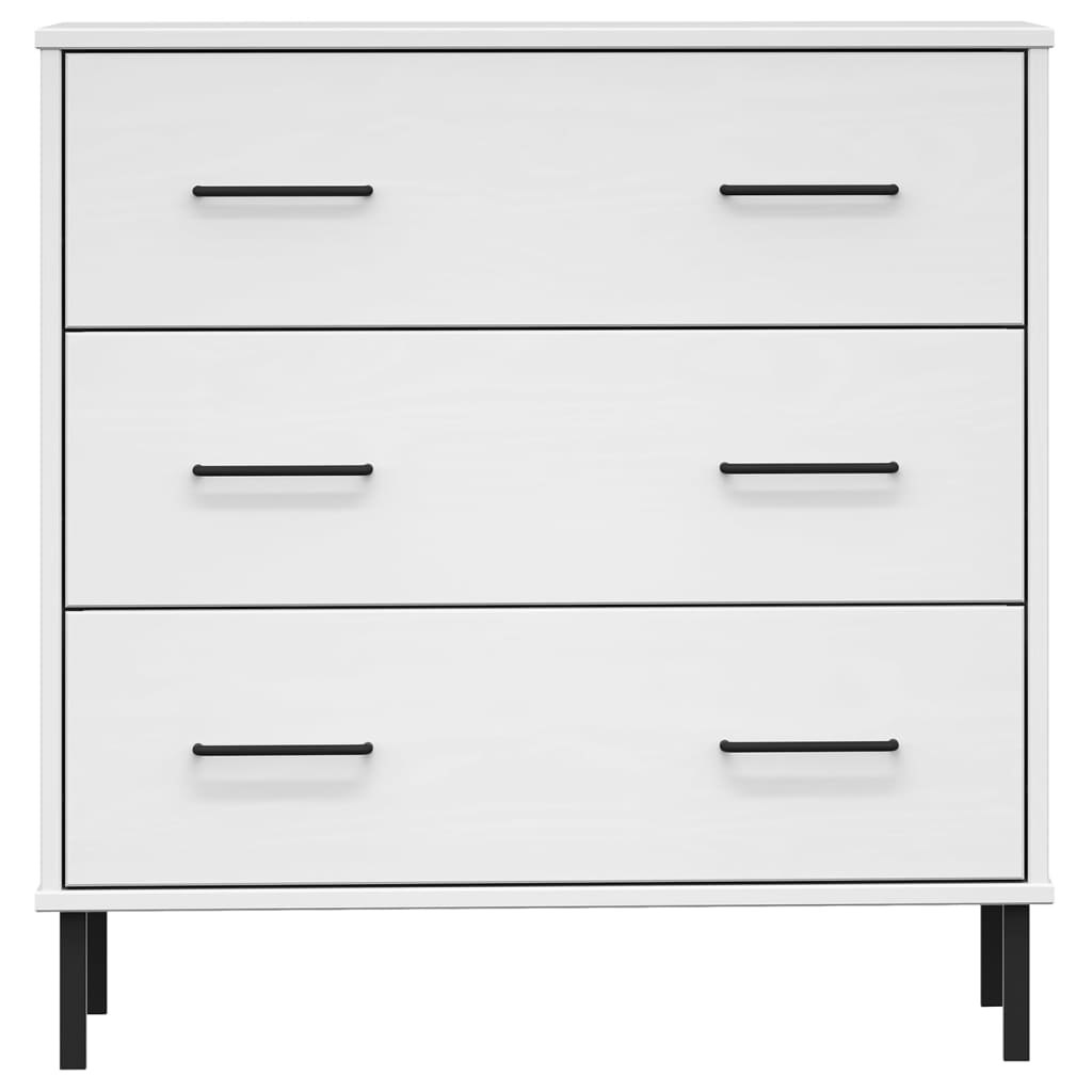 Komoda s 3 ladice bijela 77x40x79,5 cm od masivnog drva OSLO