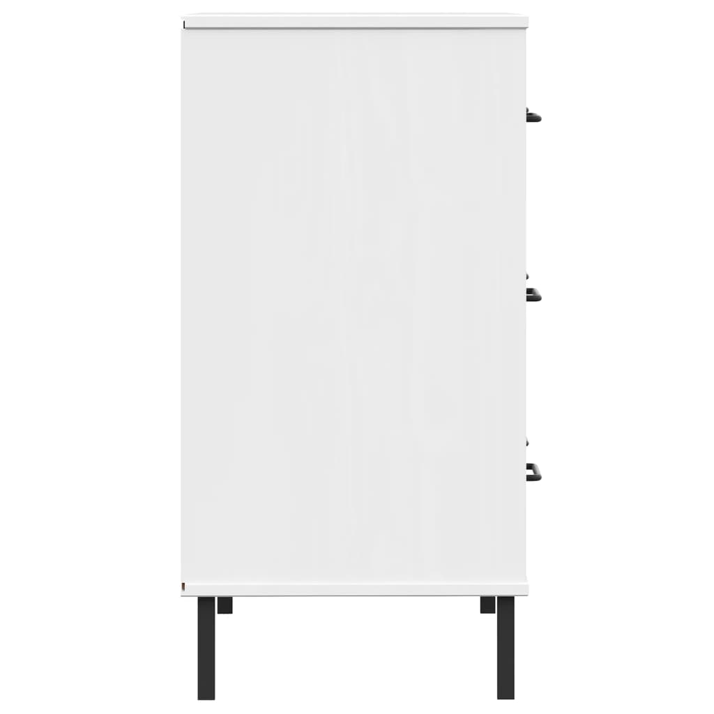 Komoda s 3 ladice bijela 77x40x79,5 cm od masivnog drva OSLO