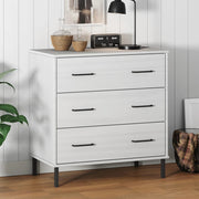 Komoda s 3 ladice bijela 77x40x79,5 cm od masivnog drva OSLO