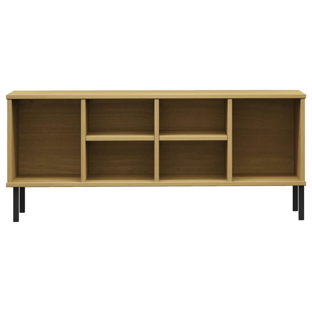 Stalak za cipele metalne noge smeđi 106x35x45 cm drveni OSLO