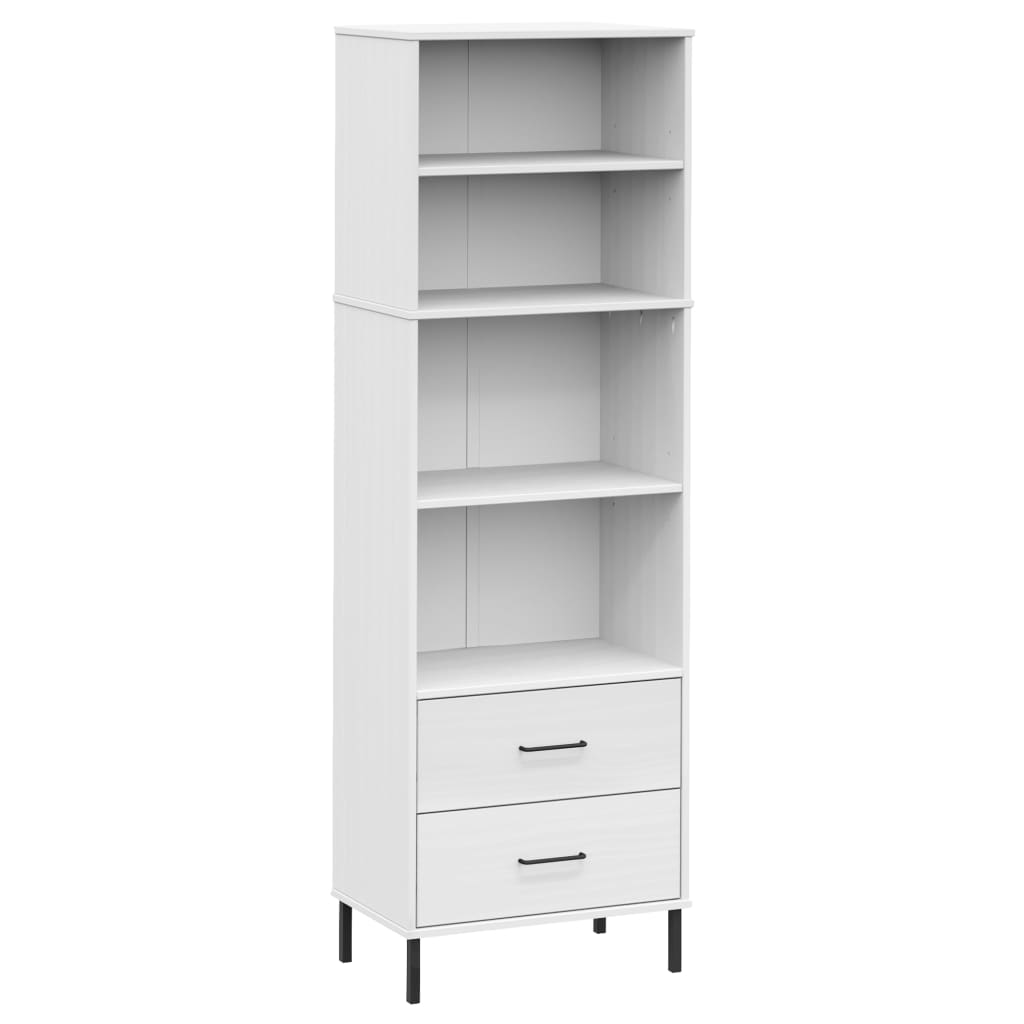 Regal za knjige s 2 ladice bijeli 60x35x180cm masivno drvo OSLO