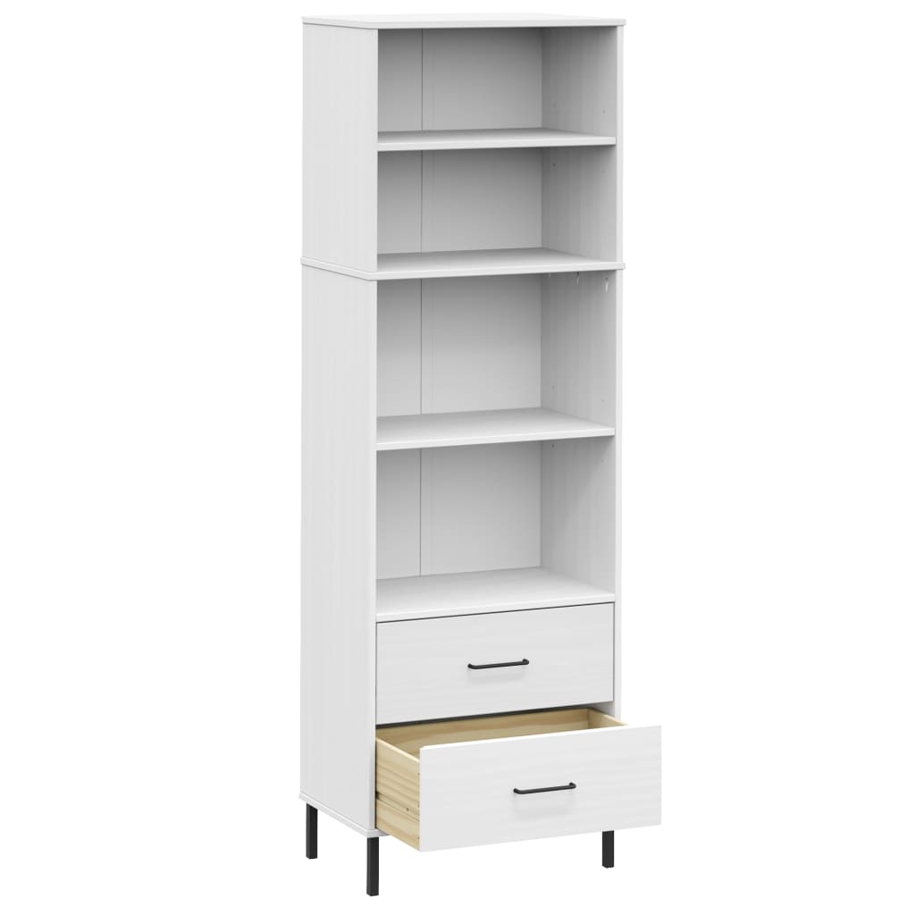 Regal za knjige s 2 ladice bijeli 60x35x180cm masivno drvo OSLO