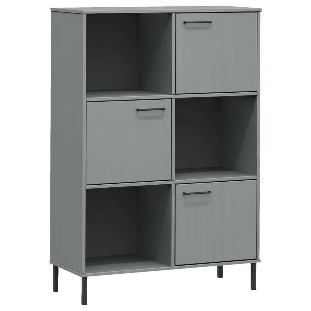 Regal za knjige sivi 90 x 35 x 128,5 cm od masivnog drva OSLO