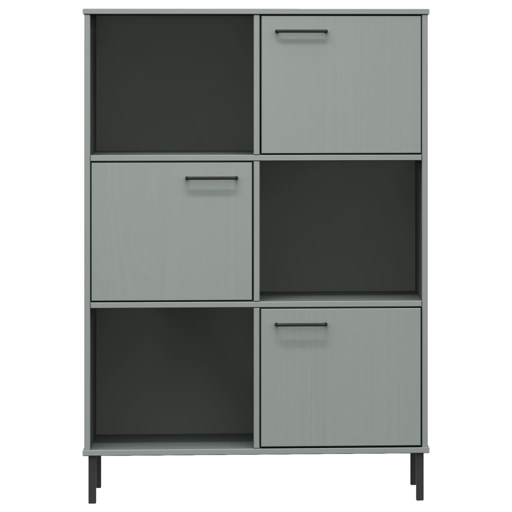 Regal za knjige sivi 90 x 35 x 128,5 cm od masivnog drva OSLO