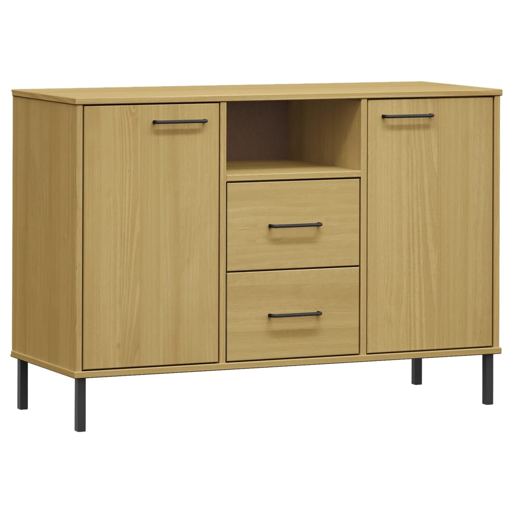 Komoda s metalnim nogama smeđa 113x40x77 cm masivno drvo OSLO