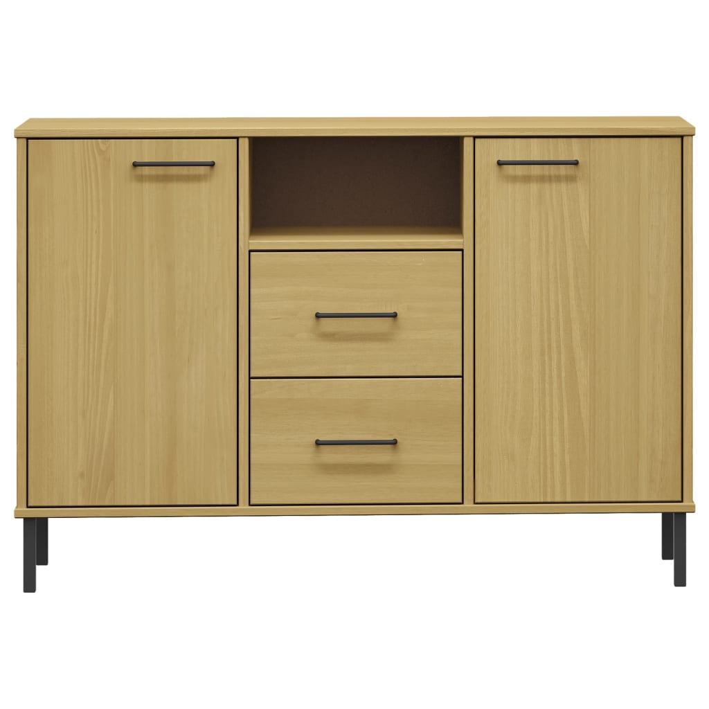 Komoda s metalnim nogama smeđa 113x40x77 cm masivno drvo OSLO