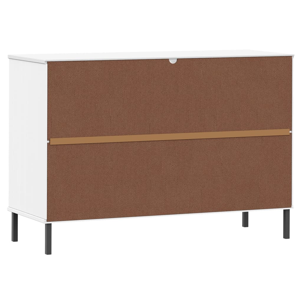 Komoda s metalnim nogama bijela 113x40x77 cm masivno drvo OSLO