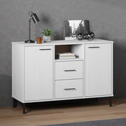 Komoda s metalnim nogama bijela 113x40x77 cm masivno drvo OSLO