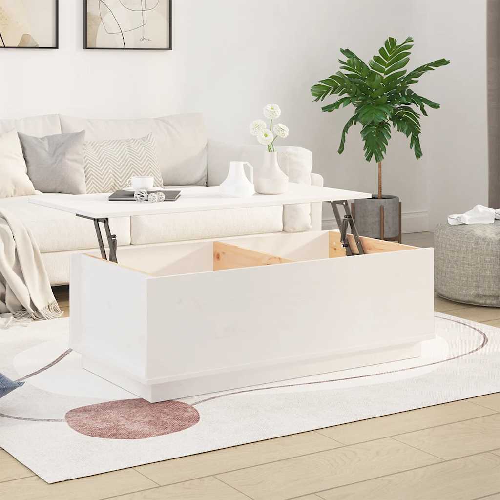 Stolić za kavu bijeli 100 x 50 x 35 cm od masivne borovine