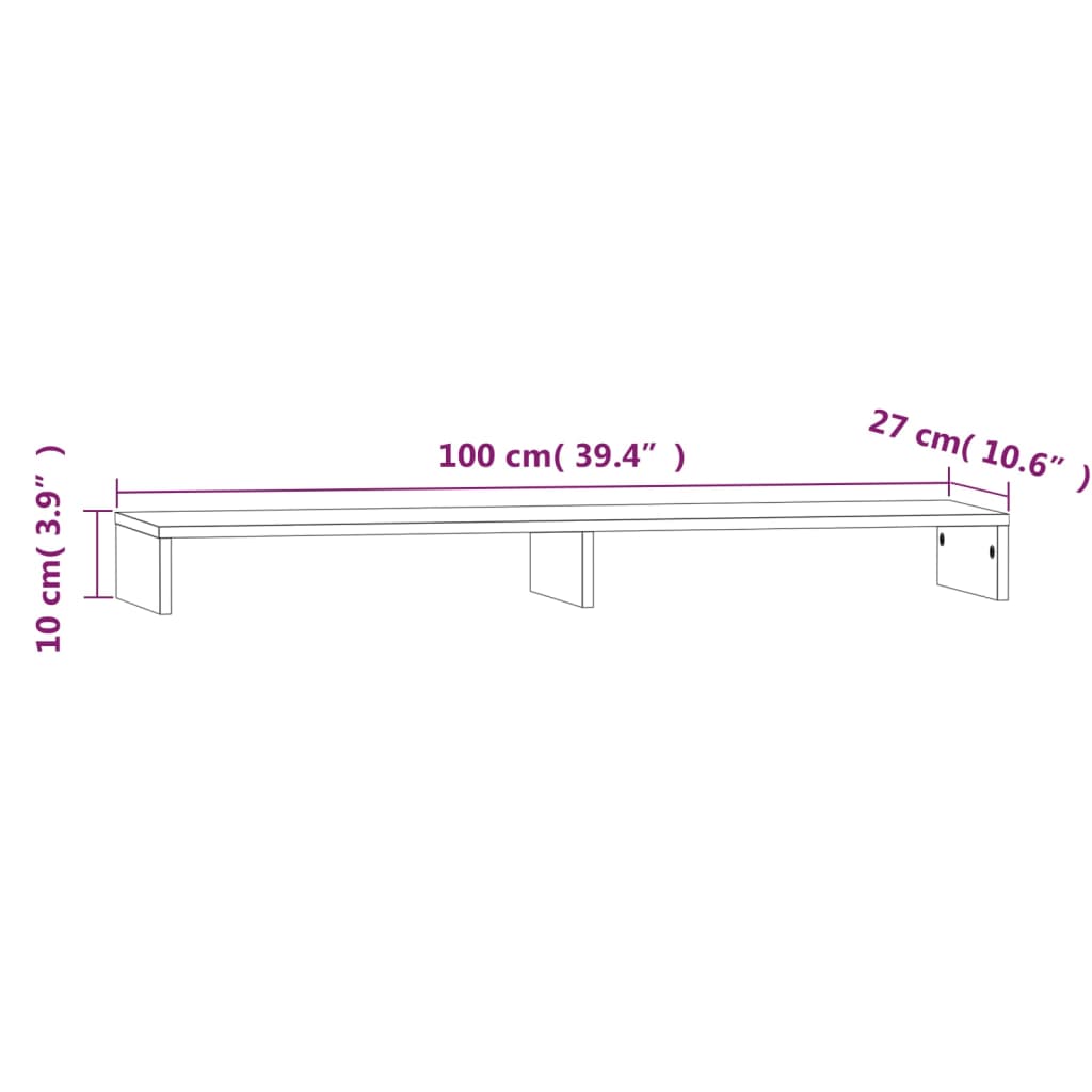 Stalak za monitor 100x27x10 cm od masivne borovine