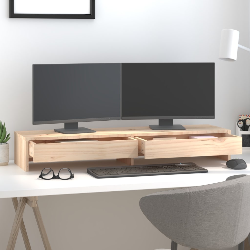 Stalak za monitor 100x27x15 cm od masivne borovine