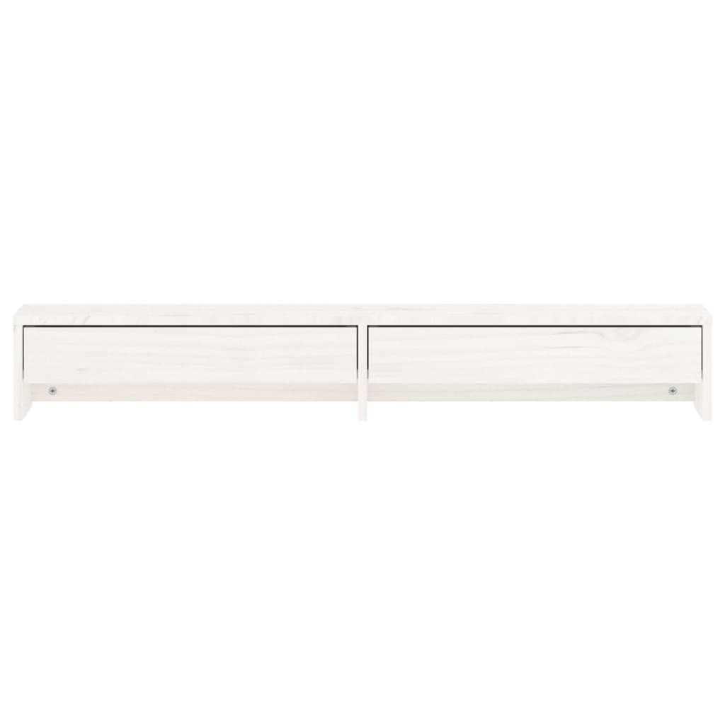 Stalak za monitor bijeli 100x27x15 cm od masivne borovine