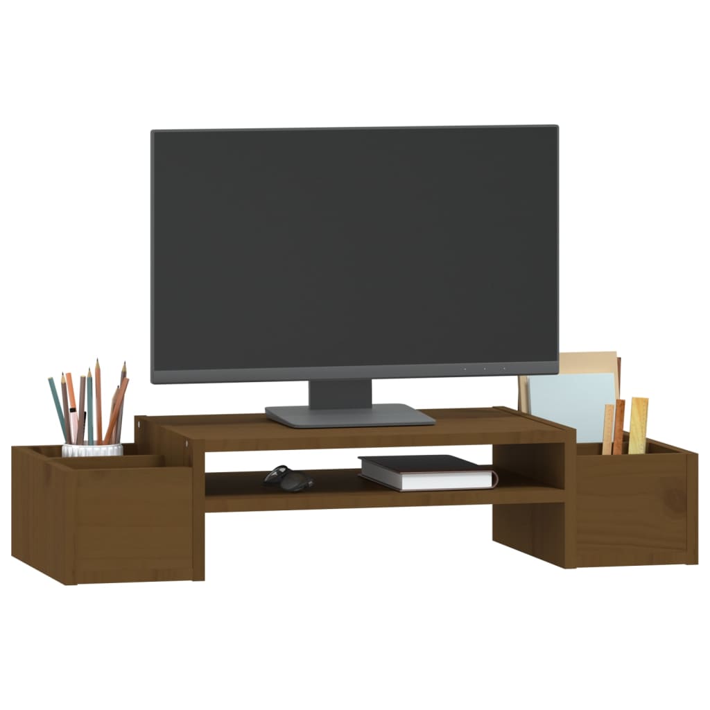 Stalak za monitor boja meda 70x27,5x15 cm od masivne borovine