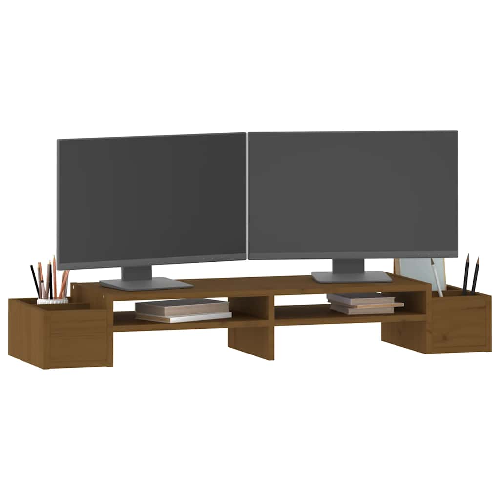 Stalak za monitor boja meda 100x27,5x15 cm od masivne borovine