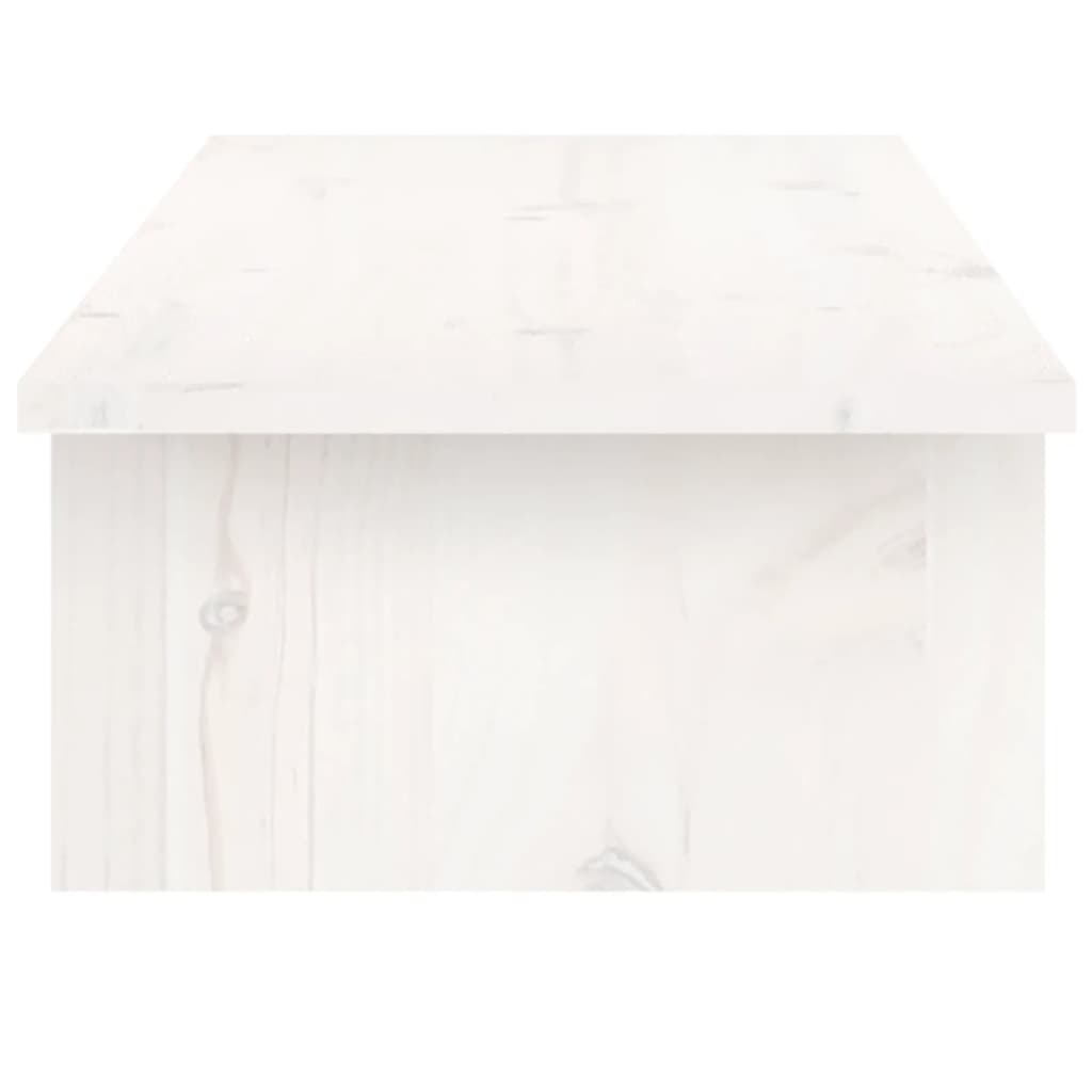 Stalak za monitor bijeli 100x27x15 cm od masivne borovine