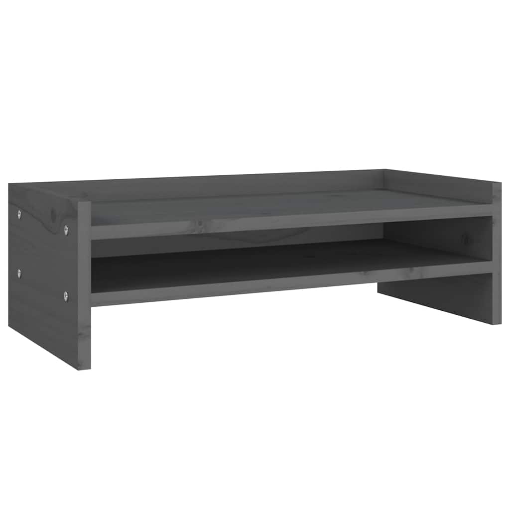 Stalak za monitor sivi 50 x 24 x 16 cm od masivne borovine