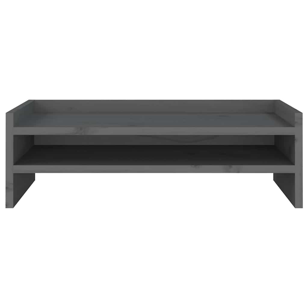 Stalak za monitor sivi 50 x 24 x 16 cm od masivne borovine