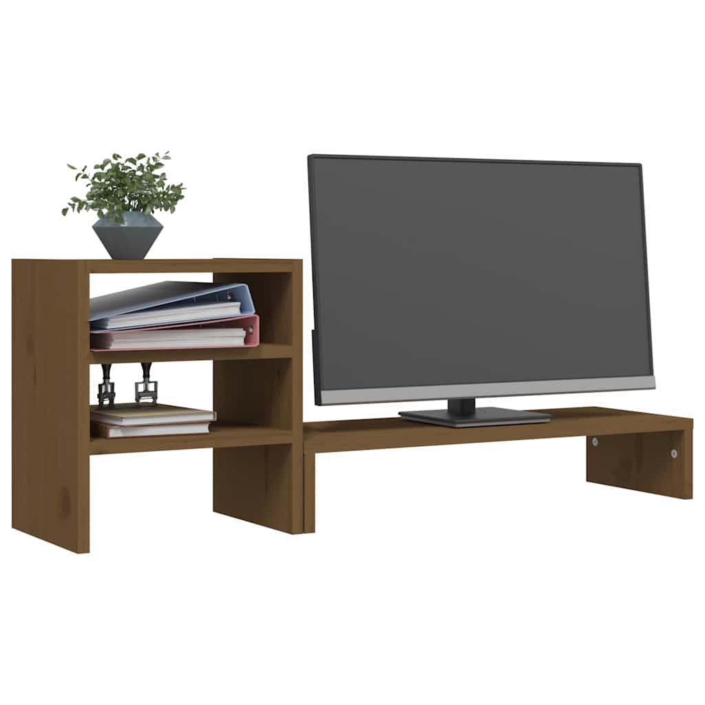 Stalak za monitor boja meda 81 x 20 x 30 cm od masivne borovine