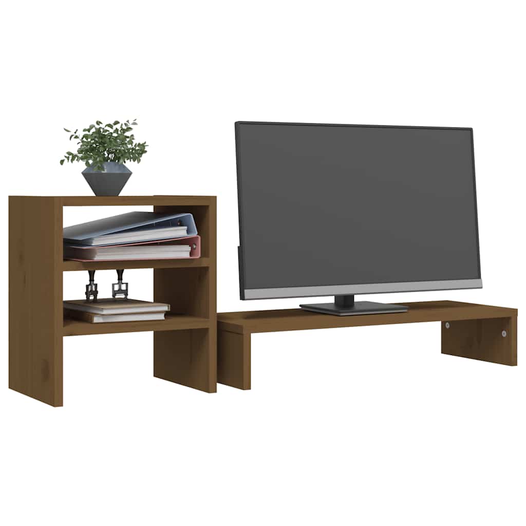 Stalak za monitor boja meda 81 x 20 x 30 cm od masivne borovine