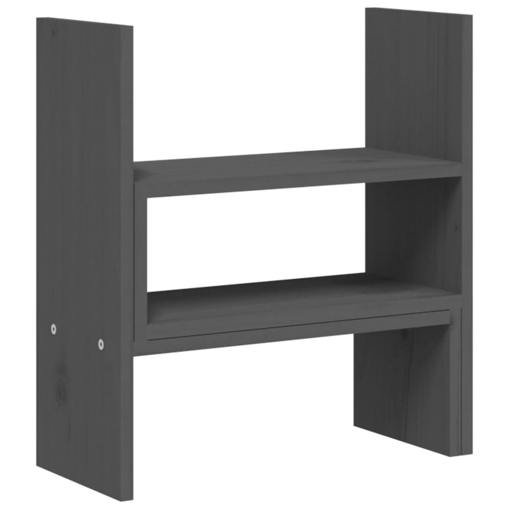 Stalak za monitor sivi (39 - 72) x 17 x 43 cm masivna borovina