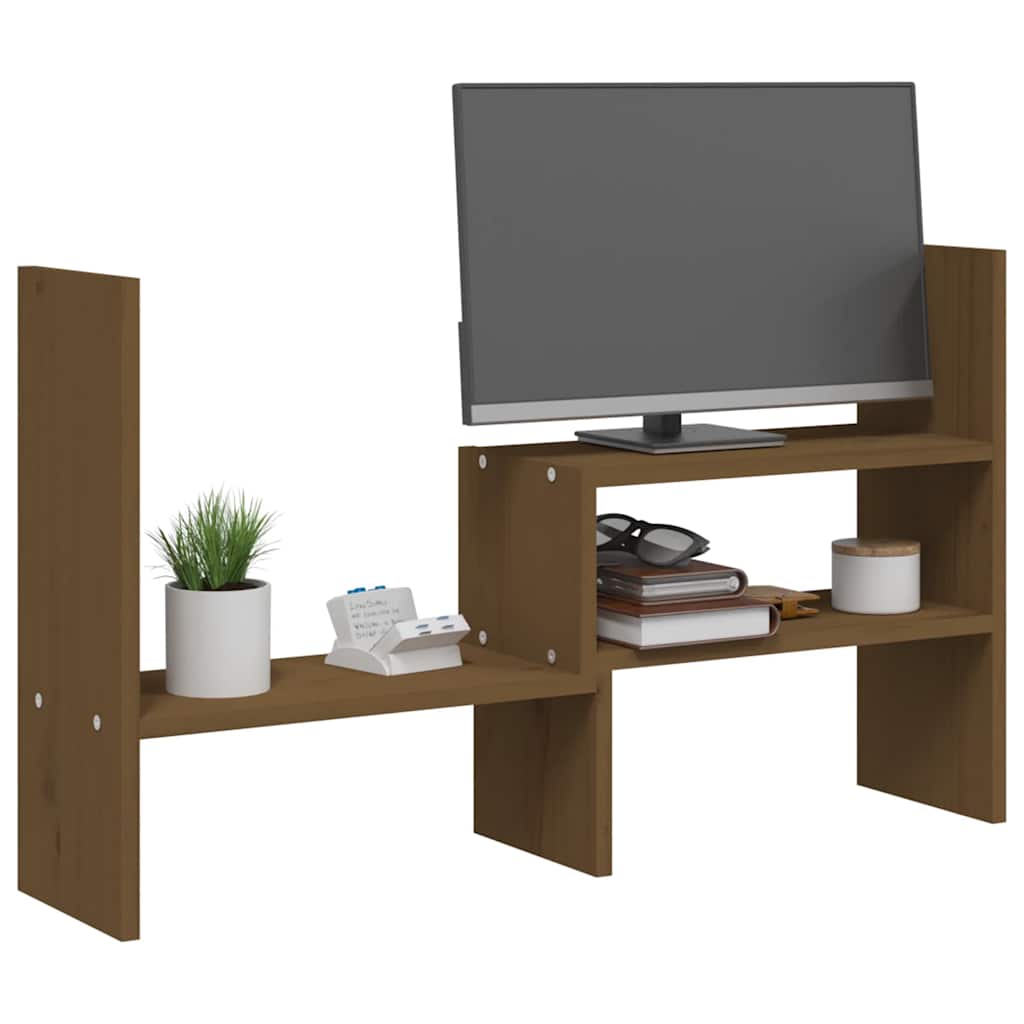Stalak za monitor smeđi (39 - 72) x 17 x 43 cm masivna borovina
