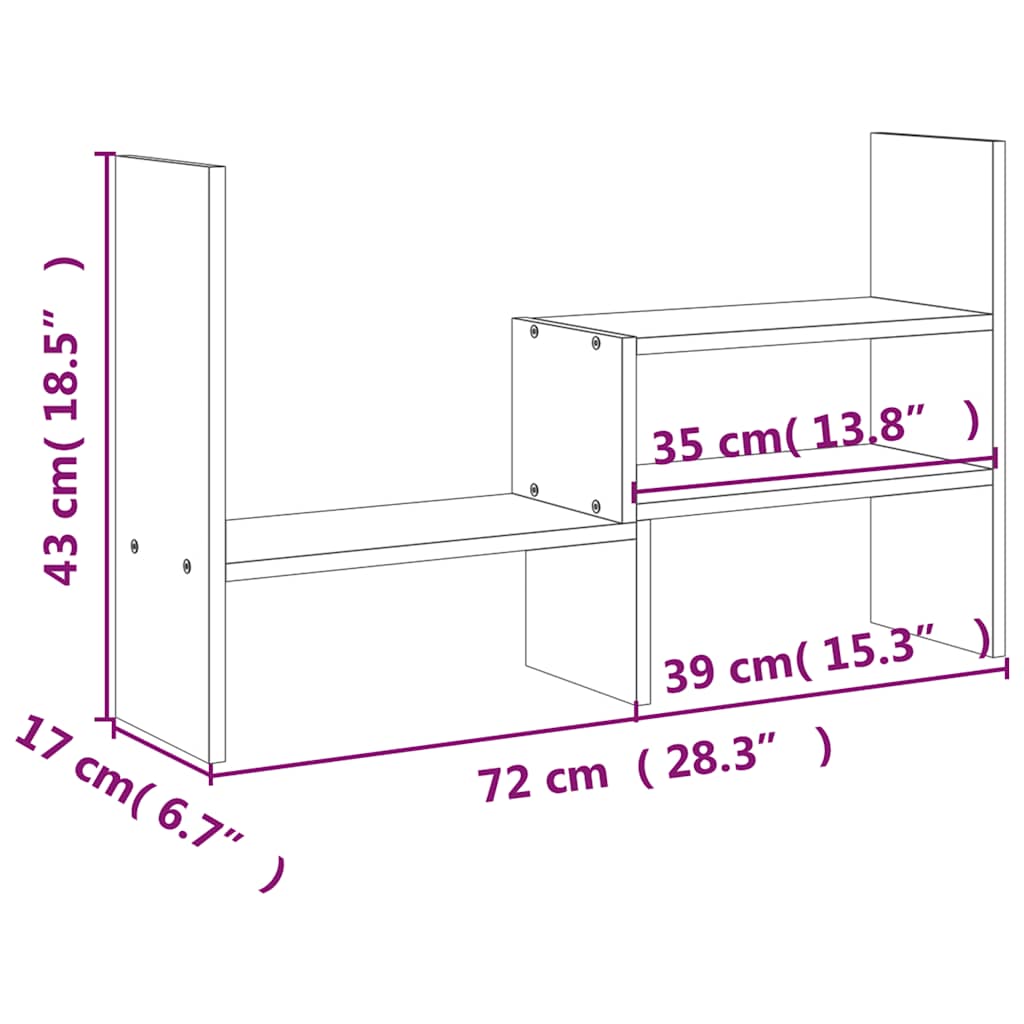 Stalak za monitor smeđi (39 - 72) x 17 x 43 cm masivna borovina