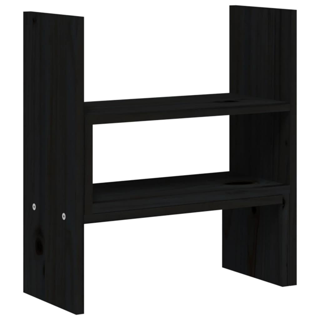 Stalak za monitor crni (39 - 72) x 17 x 43 cm masivna borovina