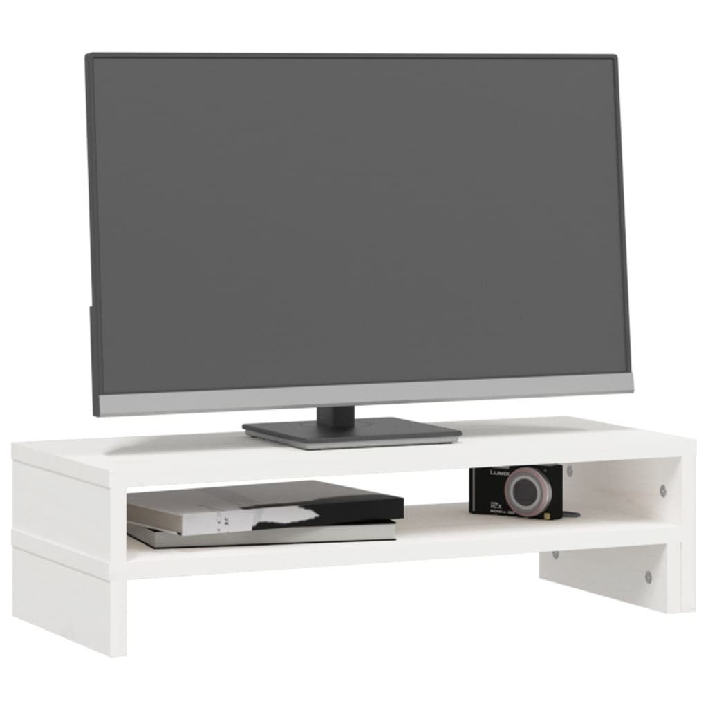 Stalak za monitor bijeli (52-101) x 22 x 14 cm masivna borovina