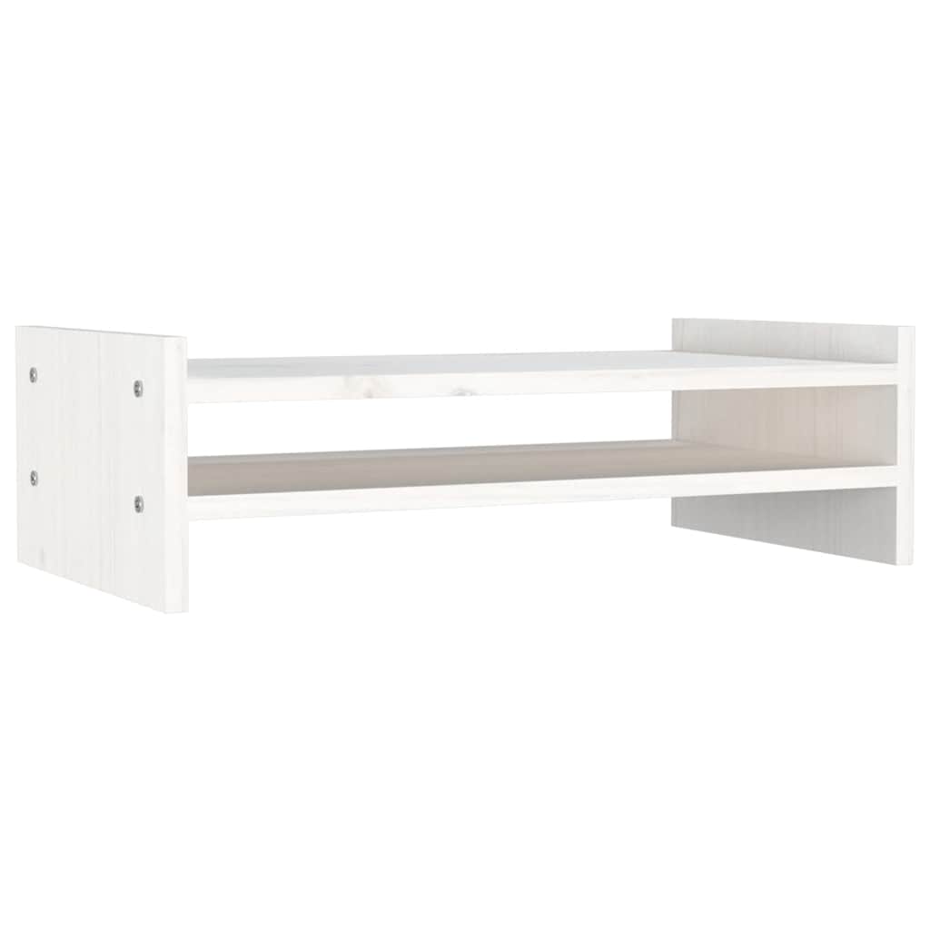 Stalak za monitor bijeli 50 x 27 x 15 cm od masivne borovine