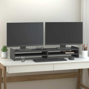 Stalak za monitor sivi 100x27x15 cm od masivne borovine