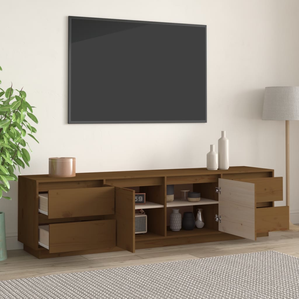 TV ormarić smeđa boja meda 176 x 37 x 47,5 cm masivna borovina
