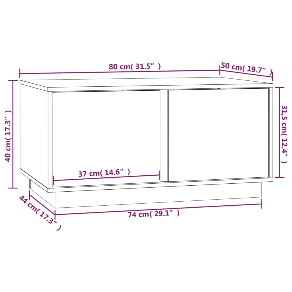 Stolić za kavu bijeli 80 x 50 x 40 cm od masivne borovine